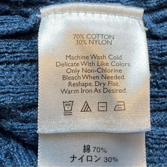 Eddie Bauer Blue Cable Knit Cardigan Sweater Size Medium - Picture 4 of 10